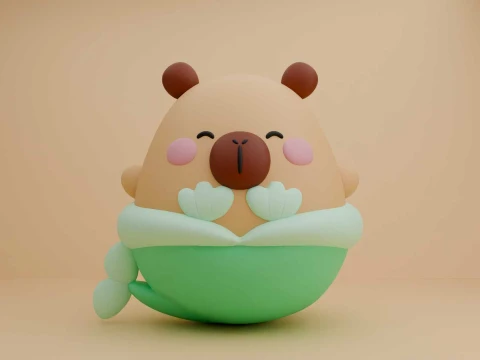 Cute capybara marmaid toy 3Dプリントモデル