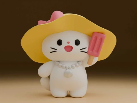 Cat and ice cream 3D Print Model