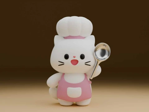 Chef cat figure for 3dprint Modello di stampa 3D