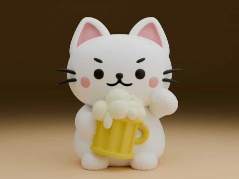 Cat and drink 3D Print Model