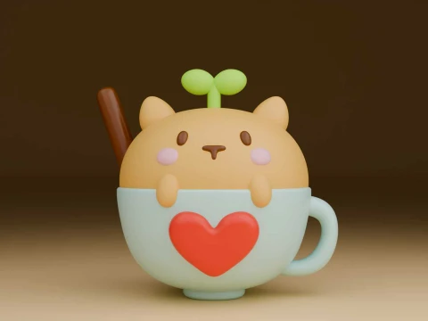 Cute kitty cat and heart for valentine gift 3Dプリントモデル