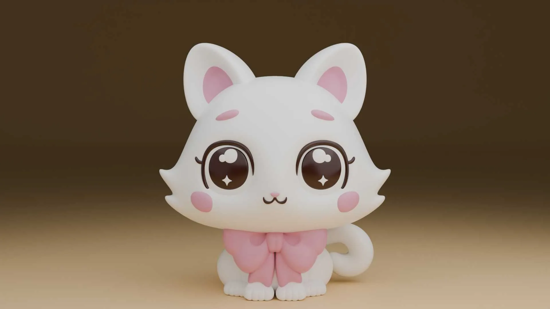 Cute cat figure 3D Print Model .c4d .max .obj .3ds .fbx .stl .blend