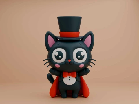 Cute cat wizard for halloween day 3Dプリントモデル
