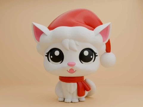 Cute cat figure for christmas day 3Dプリントモデル
