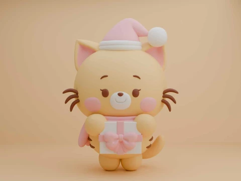 Cute cat figure for christmas day 3Dプリントモデル
