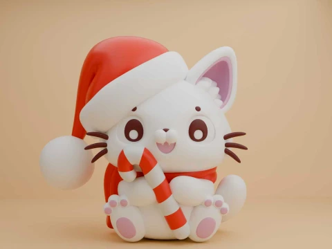 Cute cat figure for christmas day 3Dプリントモデル
