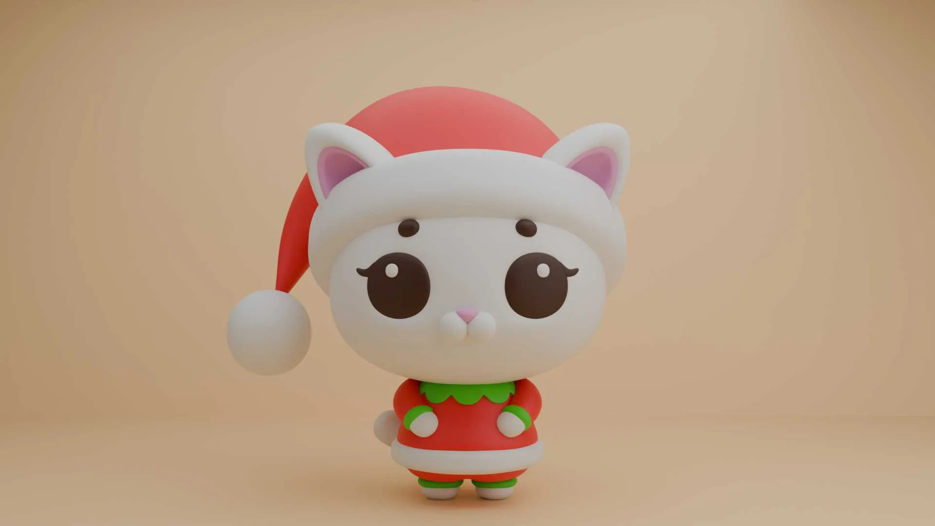 Cute cat figure for christmas day 3D Print Model .c4d .max .obj .3ds .fbx .stl .blend 