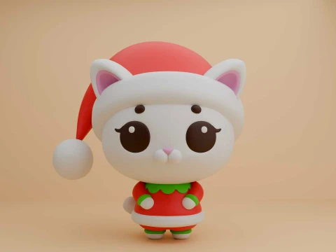 Cute cat figure for christmas day 3Dプリントモデル