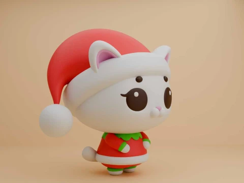 Cute cat figure for christmas day 3D Print Model