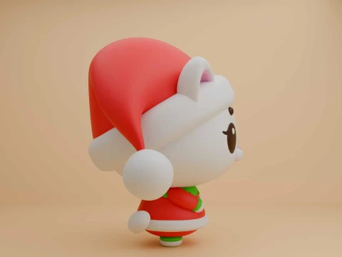 Cute cat figure for christmas day 3D Print Model