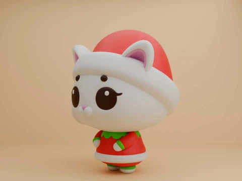 Cute cat figure for christmas day 3D Print Model