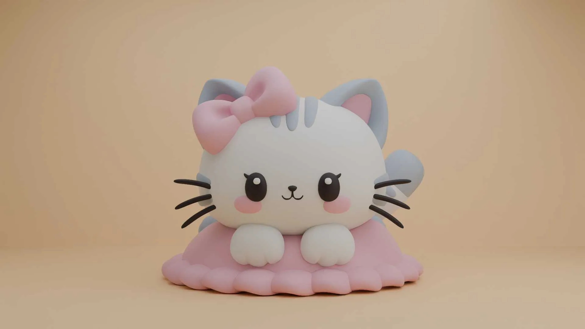 Cute cat figure 3D Print Model .c4d .max .obj .3ds .fbx .stl .blend