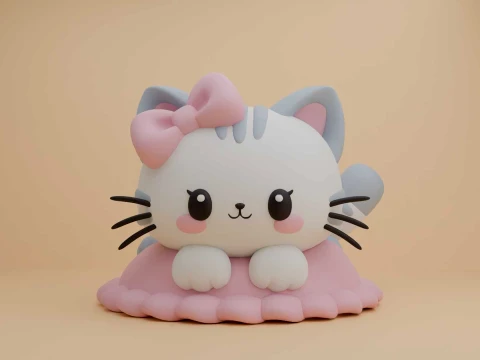 Cute cat figure 3Dプリントモデル