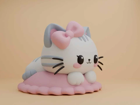 Cute cat figure 3D Print Model