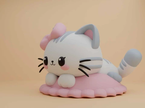 Cute cat figure 3D Print Model