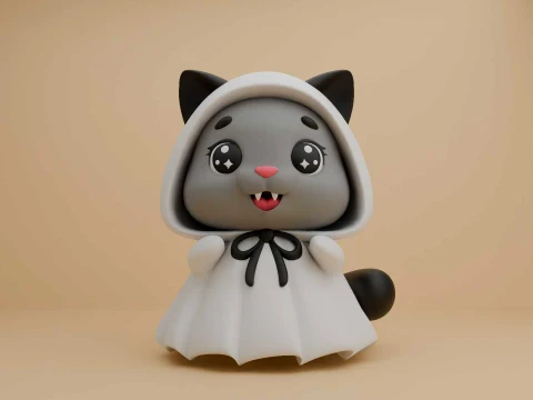 Cute cat ghost for halloween toy 3Dプリントモデル