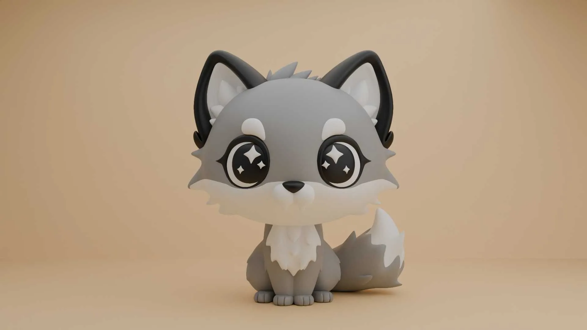 Cute wolf toy 3D Print Model .c4d .max .obj .3ds .fbx .stl .blend 