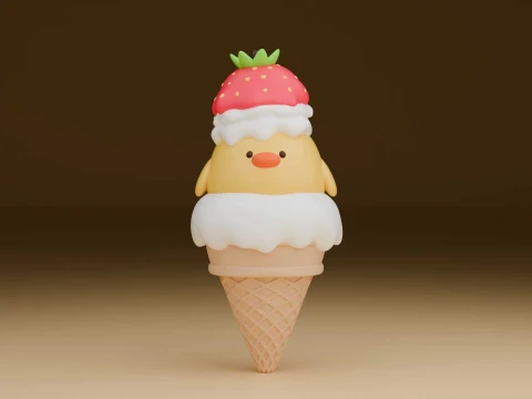 Cute chicken ice cream toy for summer 3Dプリントモデル