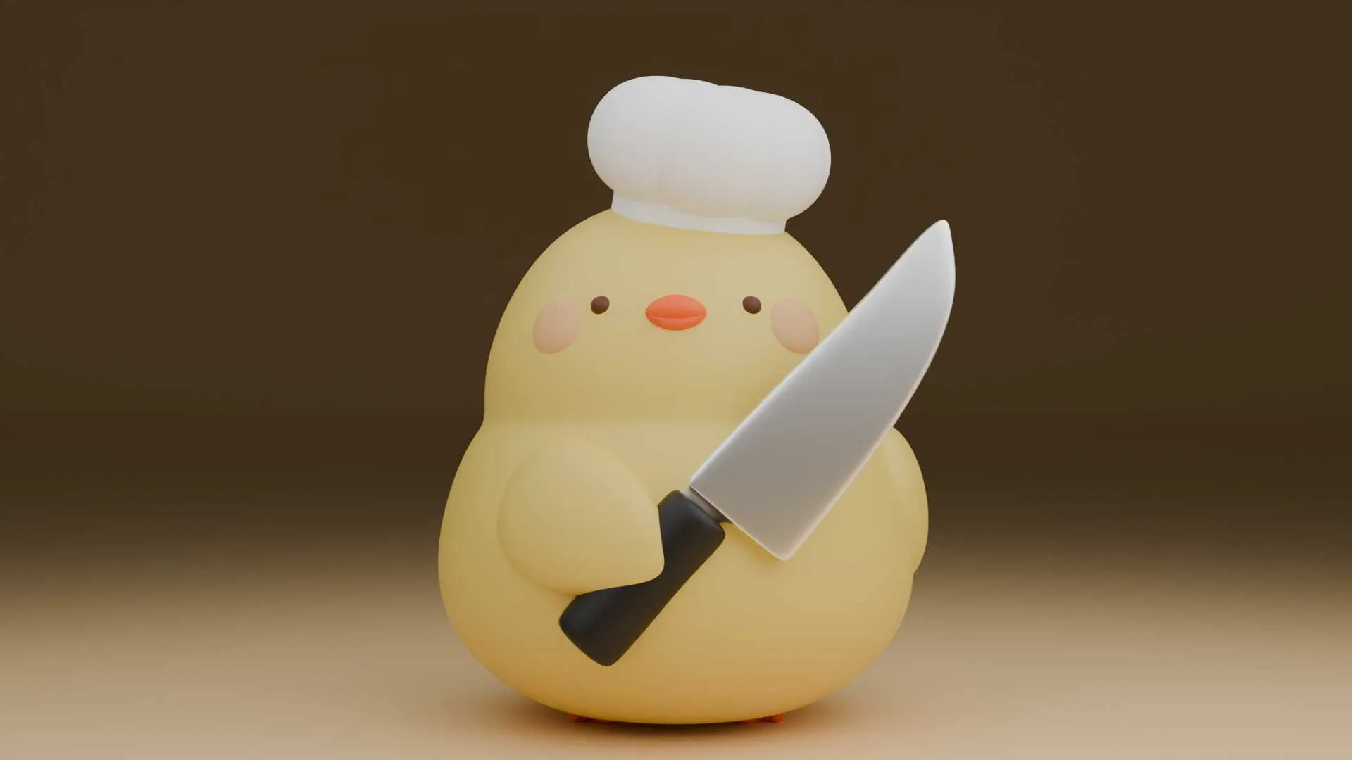 Cute chicken chef toy 3D Print Model .c4d .max .obj .3ds .fbx .stl .blend 