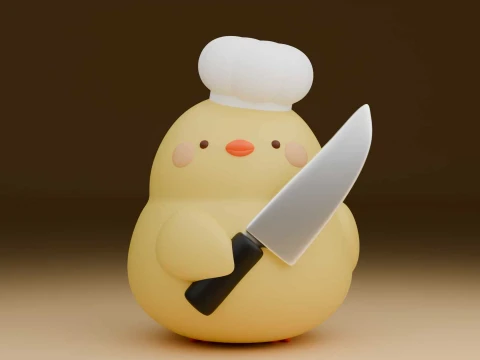 Cute chicken chef toy 3D Print Model