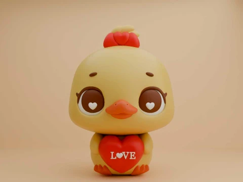 Cute chicken and heart for valentine gift 3Dプリントモデル