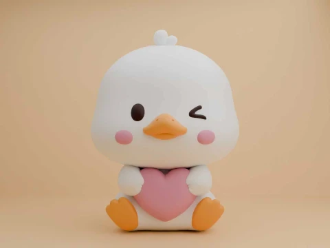 Cute chicken duck and heart for valentine gift 3Dプリントモデル