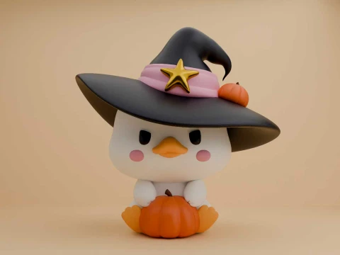 Cute chicken duck wizard and pumpkin for halloween day 3Dプリントモデル