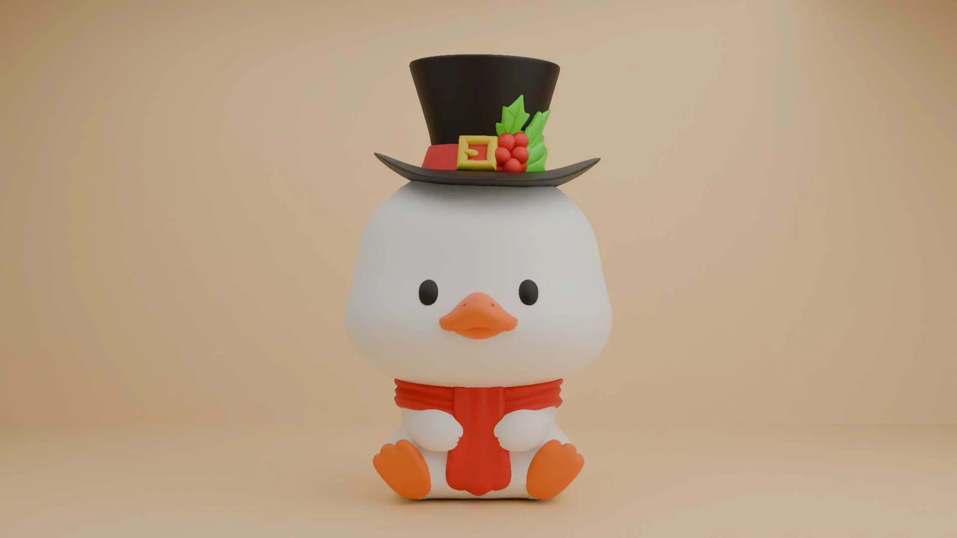 Cute christmas chicken duck toy 3D Print Model .c4d .max .obj .3ds .fbx .stl .blend 