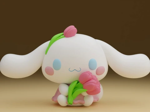 Cinnamoroll sanrio and flower figure 3D Print Model