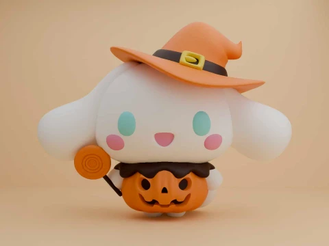 Cinnamoroll sanrio wizard and pumpkin for halloween toy Modèles 3D en vedette