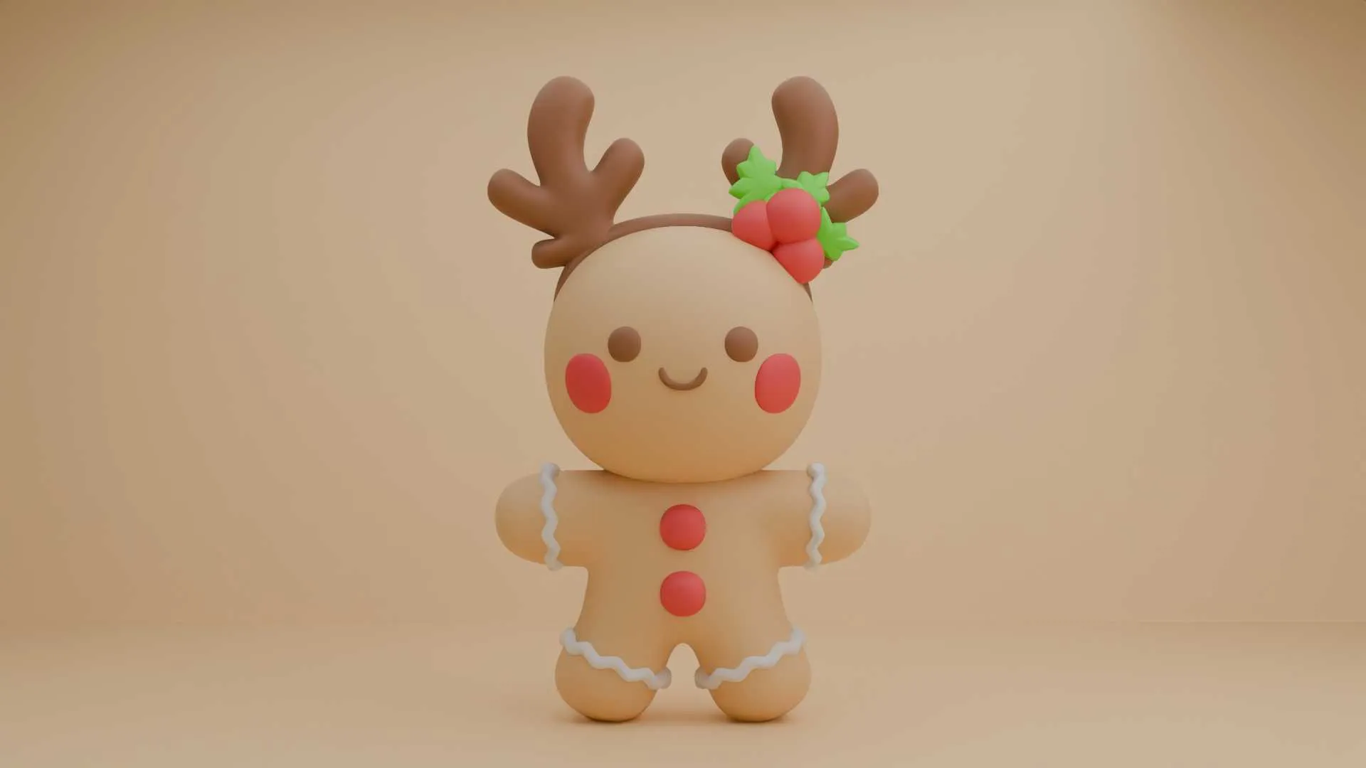 Gingerbread cookie deer for christmas toy 3D Print Model .c4d .max .obj .3ds .fbx .stl .blend 