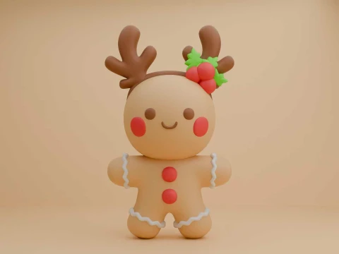 Gingerbread cookie deer for christmas toy 3D 打印模型