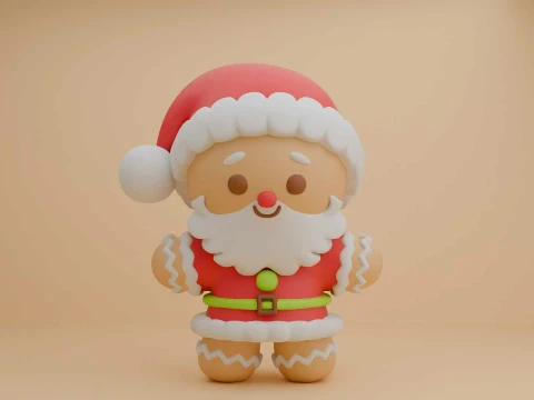 Gingerbread cookie santa for christmas toy Modello di stampa 3D