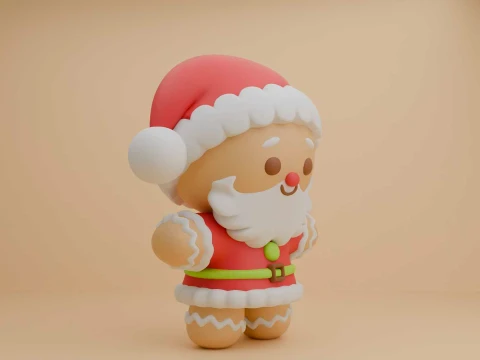 Gingerbread cookie santa for christmas toy 3D Print Model
