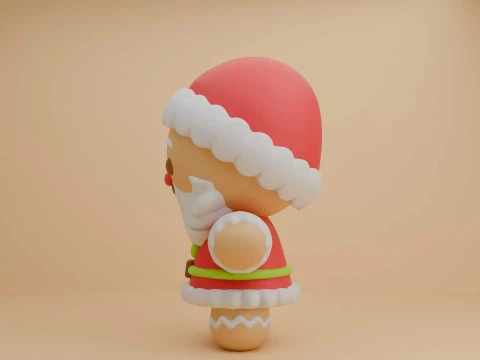 Gingerbread cookie santa for christmas toy 3D Print Model