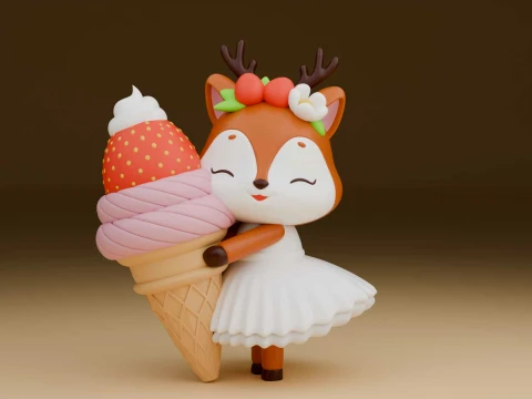 Cute 3dprint deer toy and icecream 3D Druckmodell