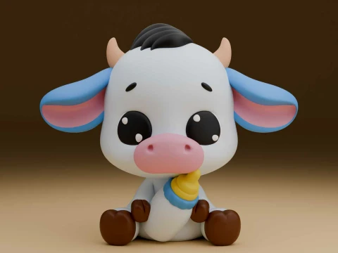 Cute 3dprint cow and milk toy 3D Print Model