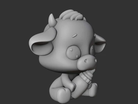 Cute 3dprint cow and milk toy 3D Print Model