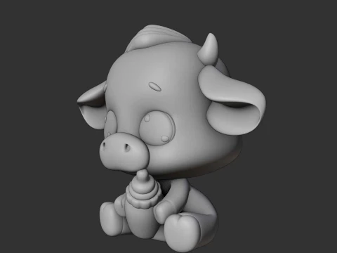 Cute 3dprint cow and milk toy 3D Print Model