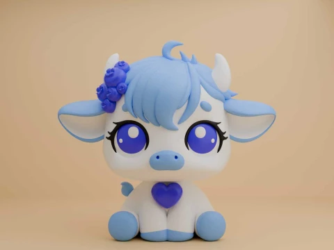 Cute 3dprintable cow and blueberry toy 3D 打印模型