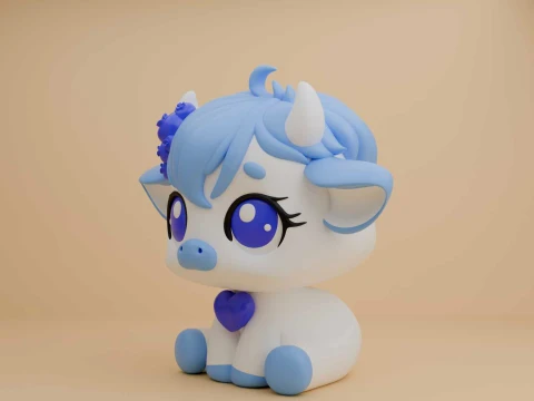 Cute 3dprintable cow and blueberry toy 3D Print Model