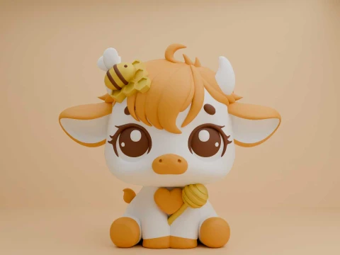 Cute cow and honey bee toy Model do druku 3D