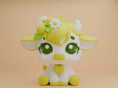 Cute cow and lemon figure 3D Print Model