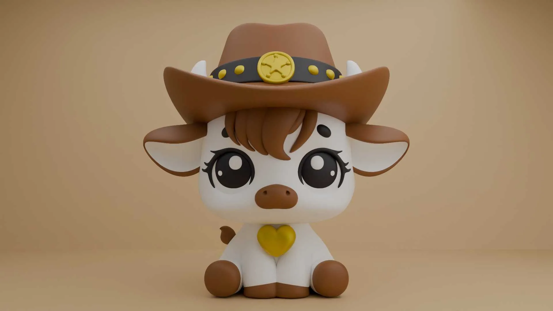 Cute 3dprintable cow cowboy toy 3D Print Model .c4d .max .obj .3ds .fbx .stl .blend 