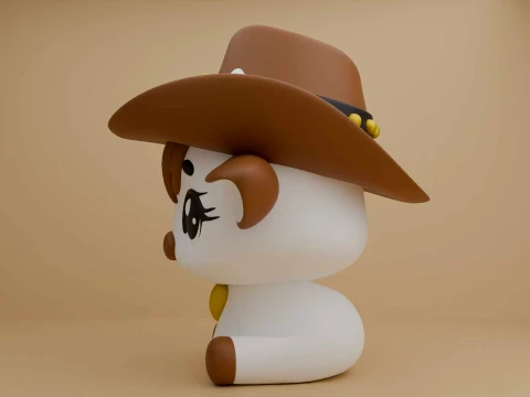 Cute 3dprintable cow cowboy toy 3D Print Model