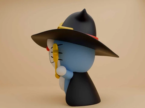 Cute 3dprinable doraemon wizard for halloween figure 3D Print Model