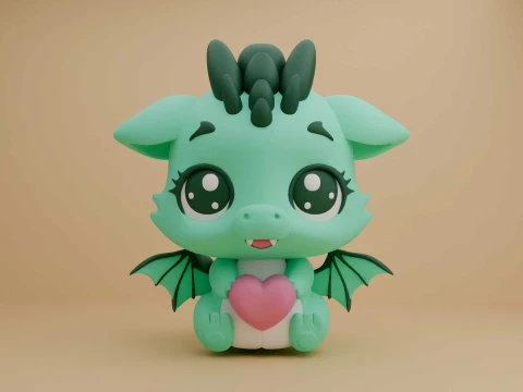 Cute 3dprintable dragon and heart for valentine gift Model do druku 3D