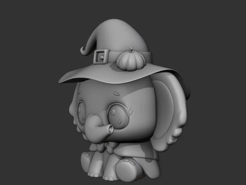 Cute 3dprintable elephant wizard for halloween toy 3D Print Model