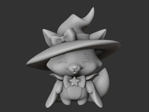 Cute 3dprintable fox wizard for halloween toy 3D Print Model