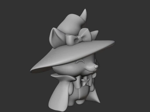 Cute 3dprintable fox wizard for halloween toy 3D Print Model